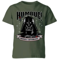 Star Wars Darth Vader Humbug Kids' Christmas T-Shirt - Forest Green