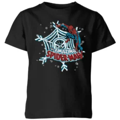 Marvel The Amazing Spider-Man Snowflake Web Kids' Christmas T-Shirt - Black