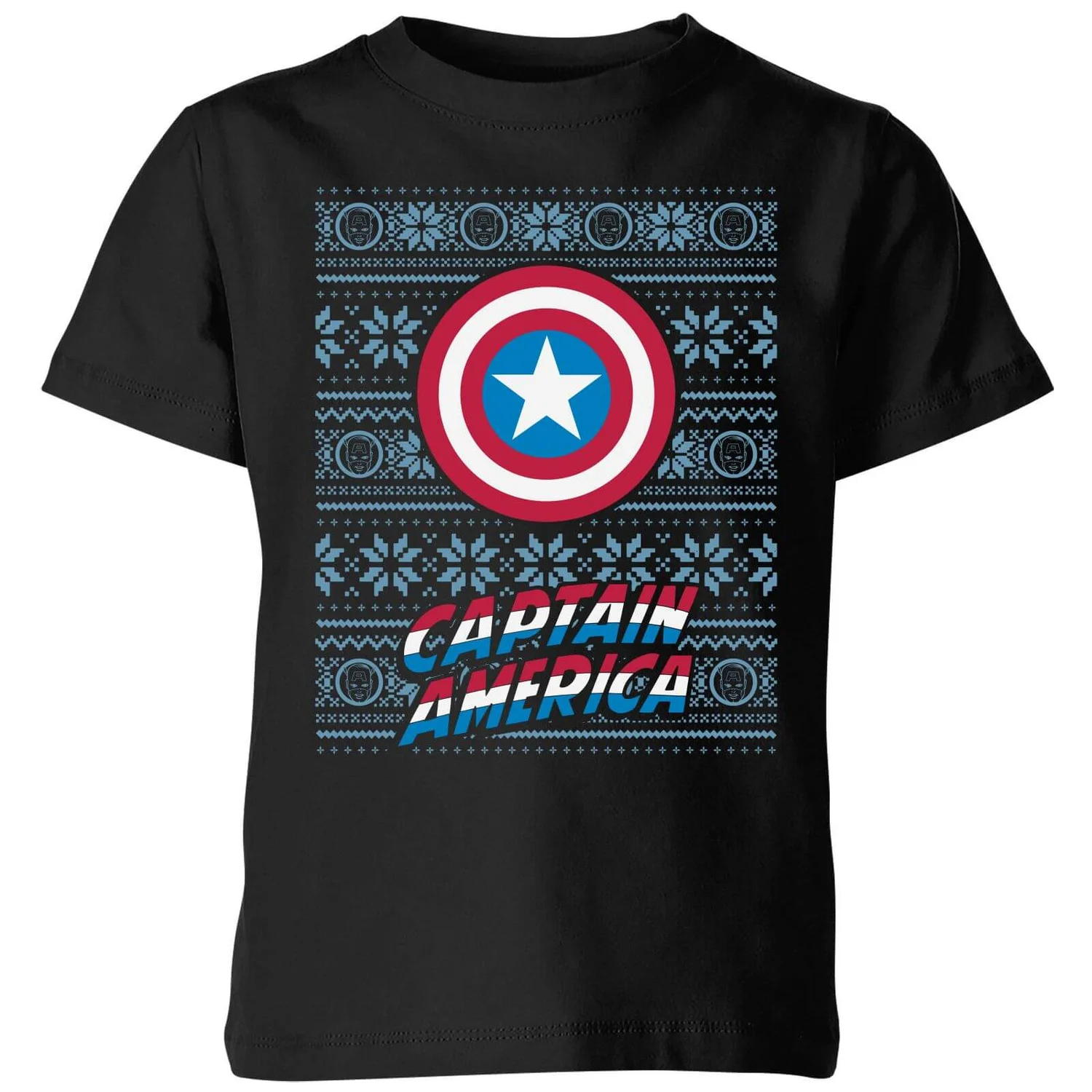 Marvel Captain America Kids' Christmas T-Shirt - Black 3 Marvel Captain America Kids' Christmas T-Shirt - Black