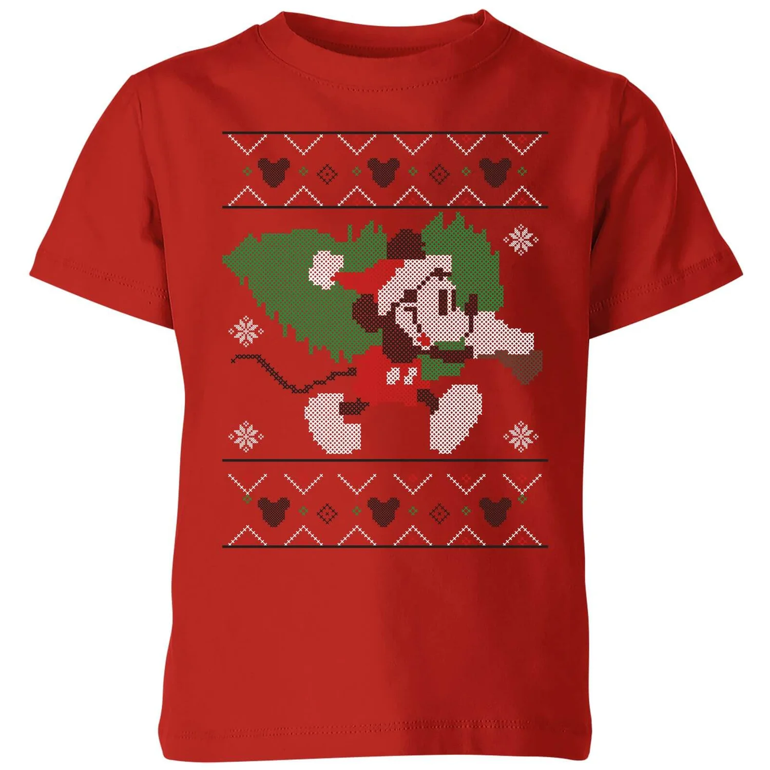 Disney Tree Mickey Kids' Christmas T-Shirt - Red 3 Disney Tree Mickey Kids' Christmas T-Shirt - Red