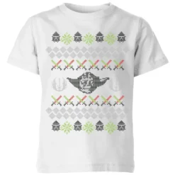 Star Wars Yoda Knit Kids' Christmas T-Shirt - White