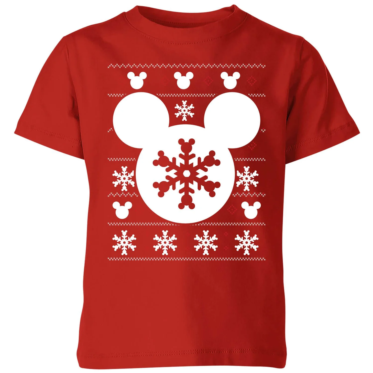 Disney Snowflake Silhouette Kids' Christmas T-Shirt - Red 3 Disney Snowflake Silhouette Kids' Christmas T-Shirt - Red