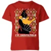 Looney Tunes Daffy Duck Knit Kids' Christmas T-Shirt - Red -Cheap Christmas Franchises Store 11967251 1454627105183824