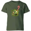 Star Wars Candy Cane Yoda Kids' Christmas T-Shirt - Forest Green -Cheap Christmas Franchises Store 11967275 1424627103263044