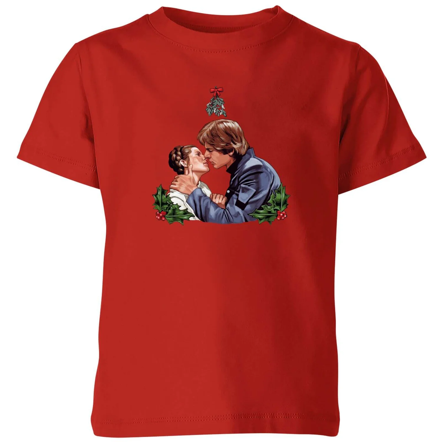 Star Wars Mistletoe Kiss Kids' Christmas T-Shirt - Red 3 Star Wars Mistletoe Kiss Kids' Christmas T-Shirt - Red