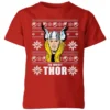 Marvel Thor Face Kids' Christmas T-Shirt - Red