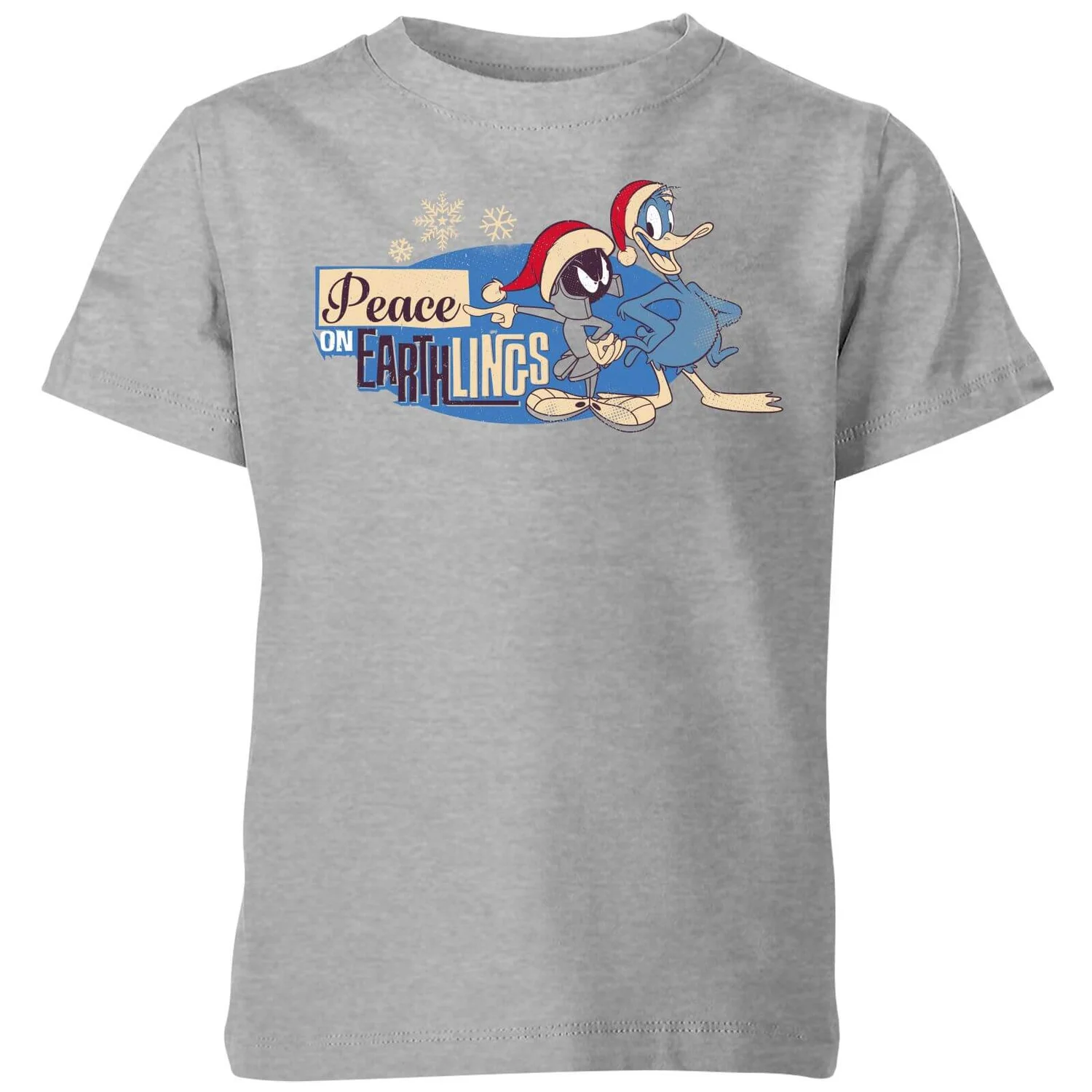 Looney Tunes Peace Among Earthlings Kids' Christmas T-Shirt - Grey 3 Looney Tunes Peace Among Earthlings Kids' Christmas T-Shirt - Grey