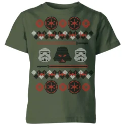 Star Wars Empire Knit Kids' Christmas T-Shirt - Forest Green