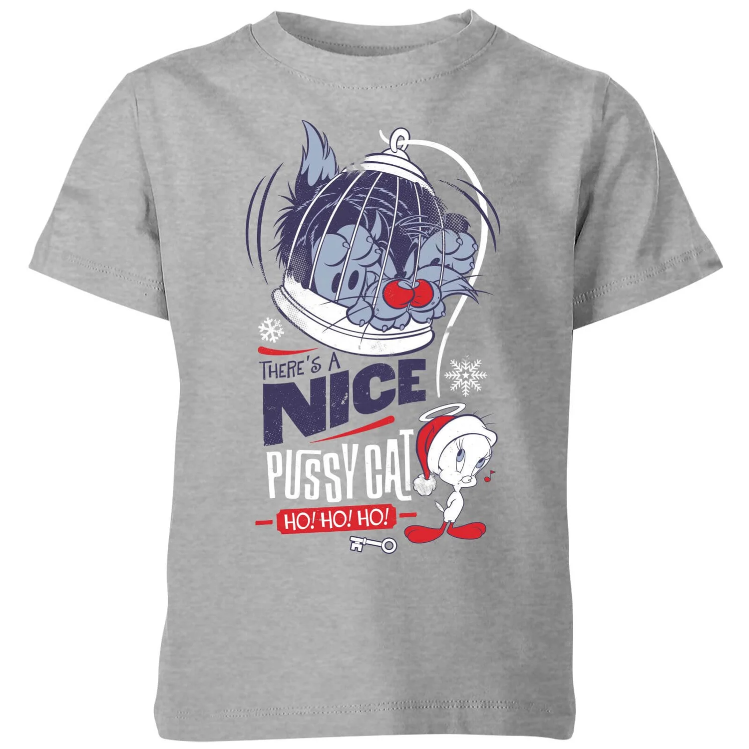 Looney Tunes Tweety Pie Pussy Cat Kids' Christmas T-Shirt - Grey 3 Looney Tunes Tweety Pie Pussy Cat Kids' Christmas T-Shirt - Grey