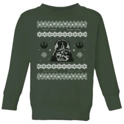 Star Wars Darth Vader Knit Kids' Christmas Jumper - Forest Green
