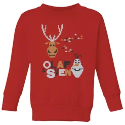 Disney Frozen Olaf And Sven Kids' Christmas Sweatshirt - Red