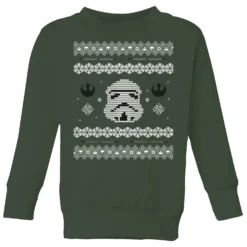 Star Wars Stormtrooper Knit Kids' Christmas Jumper - Forest Green