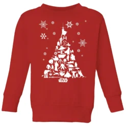 Star Wars Character Christmas Tree Kids' Christmas Jumper - Red