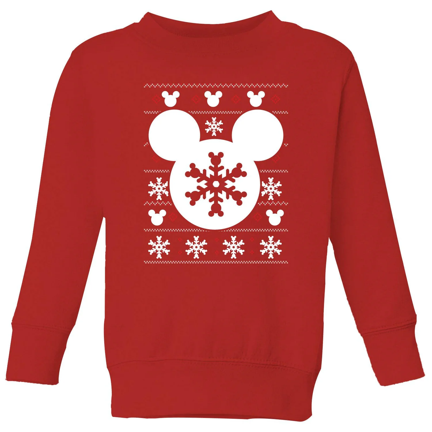 Disney Snowflake Silhouette Kids' Christmas Jumper - Red 3 Disney Snowflake Silhouette Kids' Christmas Jumper - Red