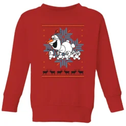 Disney Frozen Olaf And Snowmen Kids' Christmas Sweatshirt - Red