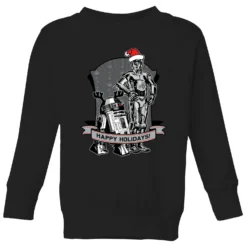 Star Wars Happy Holidays Droids Kids' Christmas Jumper - Black