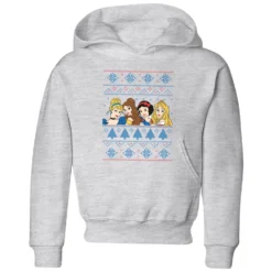 Disney Princess Faces Kids' Christmas Hoodie - Grey
