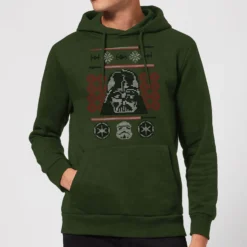 Star Wars Darth Vader Face Knit Christmas Hoodie - Forest Green