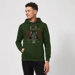 Star Wars Darth Vader Face Knit Christmas Hoodie - Forest Green -Cheap Christmas Franchises Store 11969371 6104627083133803