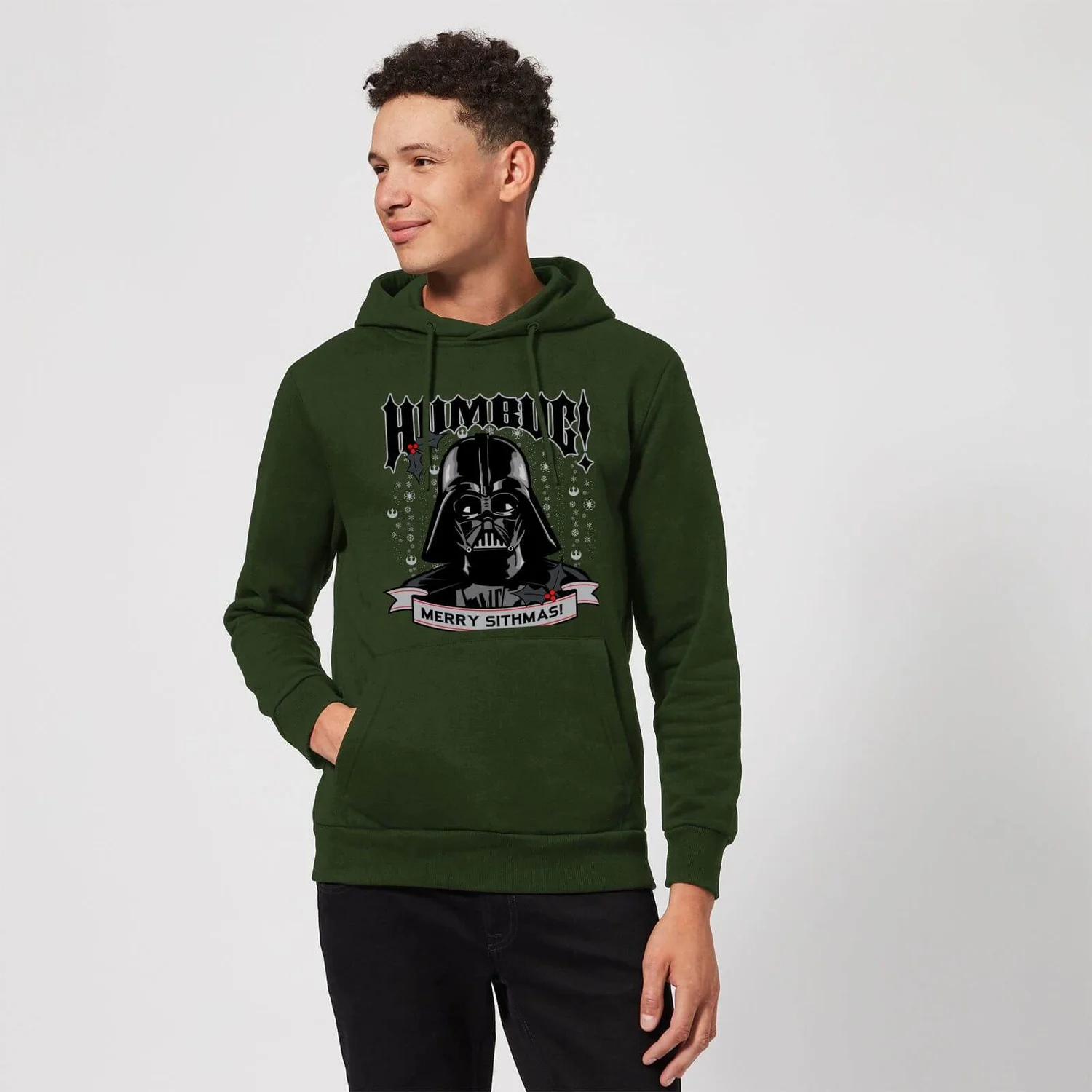 Star Wars Darth Vader Humbug Christmas Hoodie - Forest Green 5 Star Wars Darth Vader Humbug Christmas Hoodie - Forest Green - Image 3
