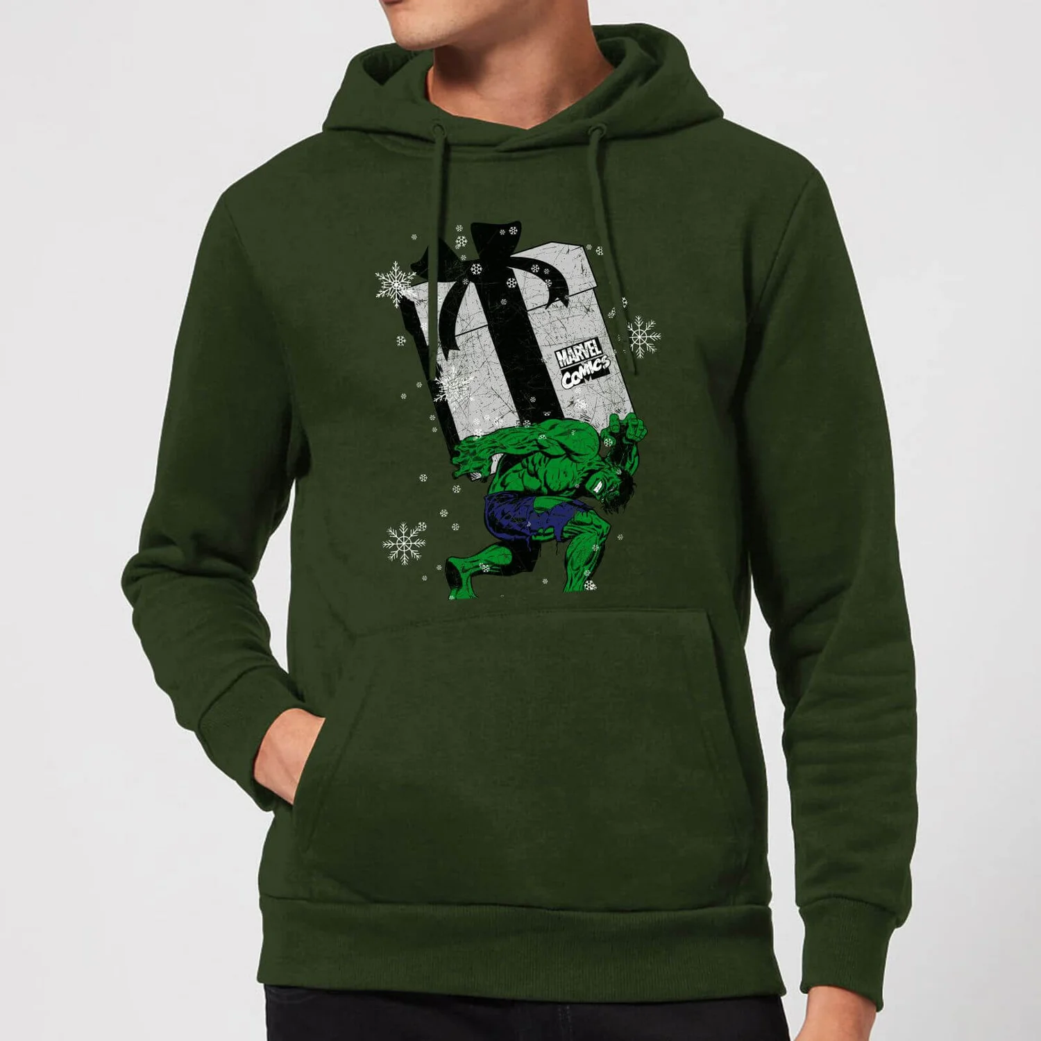 Marvel The Incredible Hulk Christmas Present Christmas Hoodie - Forest Green 3 Marvel The Incredible Hulk Christmas Present Christmas Hoodie - Forest Green