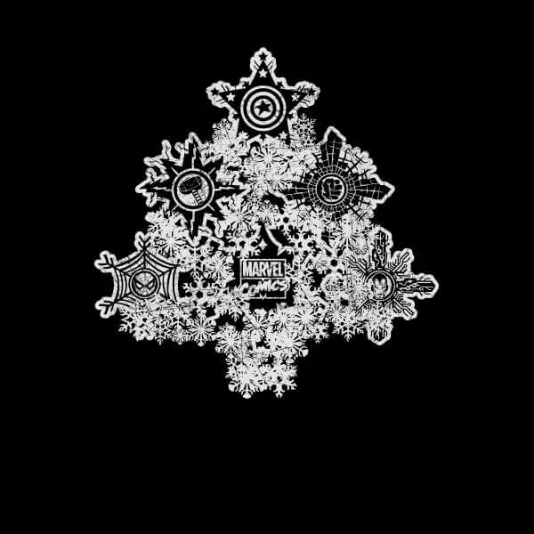 Marvel Shields Snowflakes Christmas Hoodie - Black 4 Marvel Shields Snowflakes Christmas Hoodie - Black - Image 2