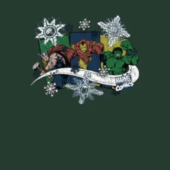 Marvel Thor Iron Man Hulk Snowflake Christmas Hoodie - Forest Green -Cheap Christmas Franchises Store 11969821 1034627082608974