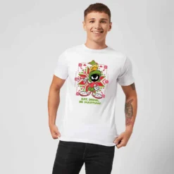 Looney Tunes Eat Drink Be Martian Men's Christmas T-Shirt - White -Cheap Christmas Franchises Store 11969869 1824627076836809