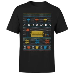 Friends Sofa Knit Men's Christmas T-Shirt - Black 11 Friends Sofa Knit Men's Christmas T-Shirt - Black -Cheap Christmas Franchises Store 11969878 1714627077409422