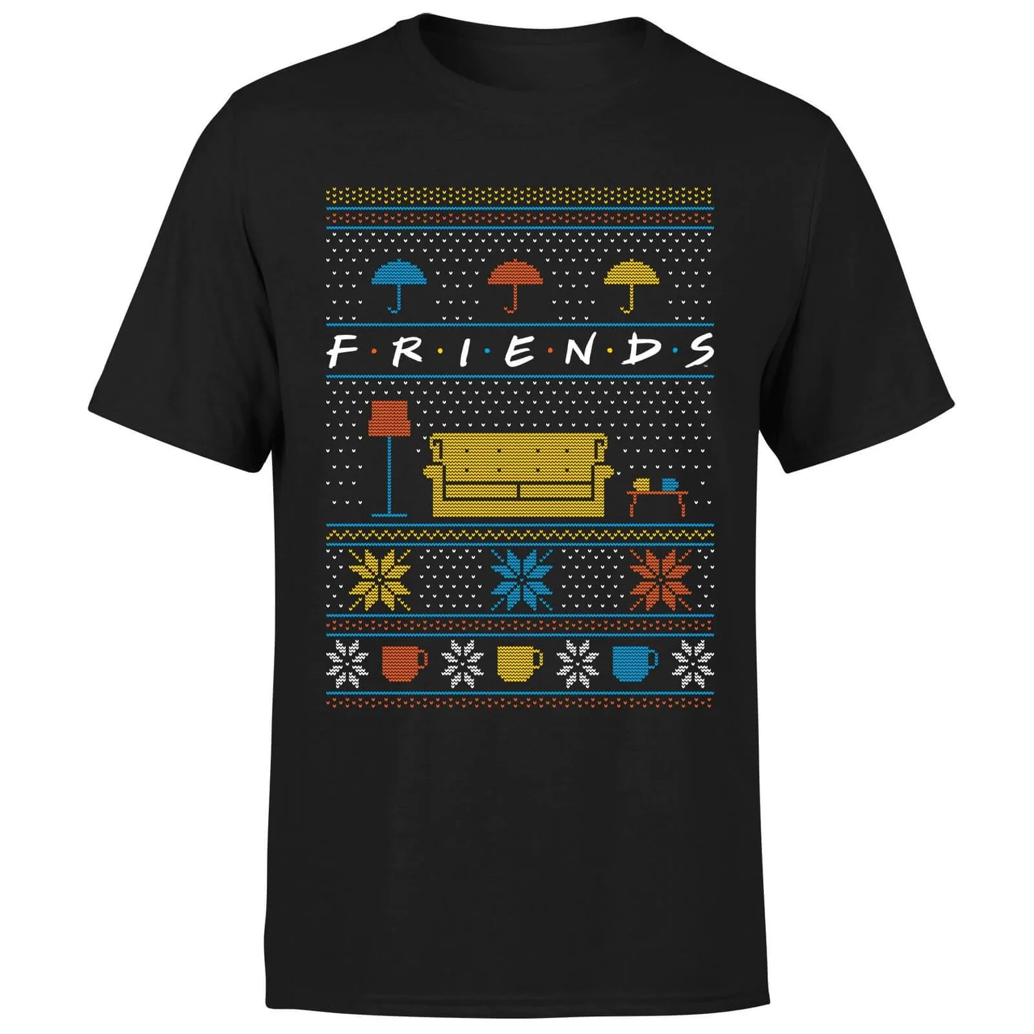 Friends Sofa Knit Men's Christmas T-Shirt - Black 7 Friends Sofa Knit Men's Christmas T-Shirt - Black - Image 5