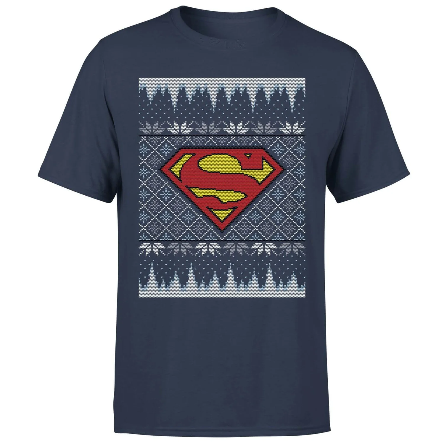 DC COMICS DC Superman Knit Men's Christmas T-Shirt - Navy 7 DC COMICS DC Superman Knit Men's Christmas T-Shirt - Navy - Image 5