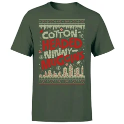 Elf Cotton-Headed-Ninny-Muggins Knit Men's Christmas T-Shirt - Forest Green -Cheap Christmas Franchises Store 11969974 3624627084551969