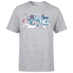 Looney Tunes Its Cool To Be Nice Men's Christmas T-Shirt - Grey -Cheap Christmas Franchises Store 11970052 1314627061200815