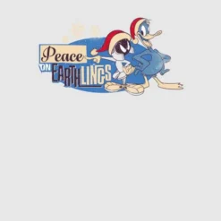 Looney Tunes Peace Among Earthlings Men's Christmas T-Shirt - Grey -Cheap Christmas Franchises Store 11970061 9164627061367471