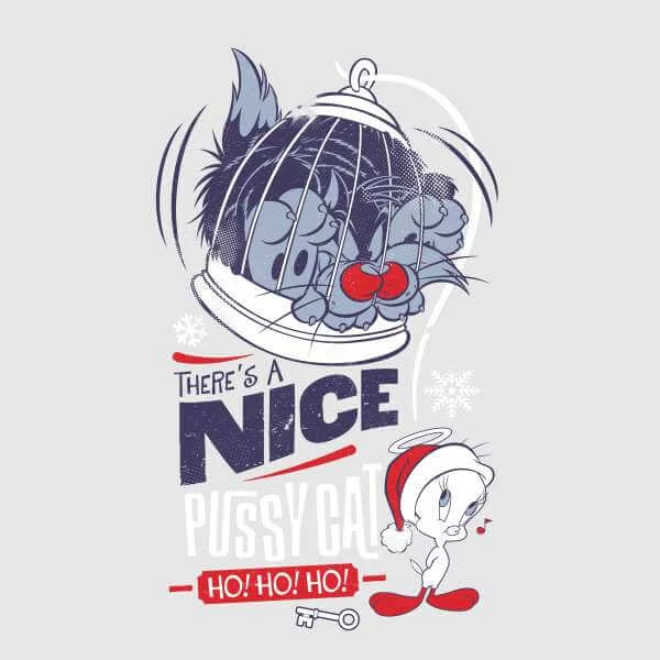 Looney Tunes Tweety Pie Pussy Cat Men's Christmas T-Shirt - Grey 4 Looney Tunes Tweety Pie Pussy Cat Men's Christmas T-Shirt - Grey - Image 2
