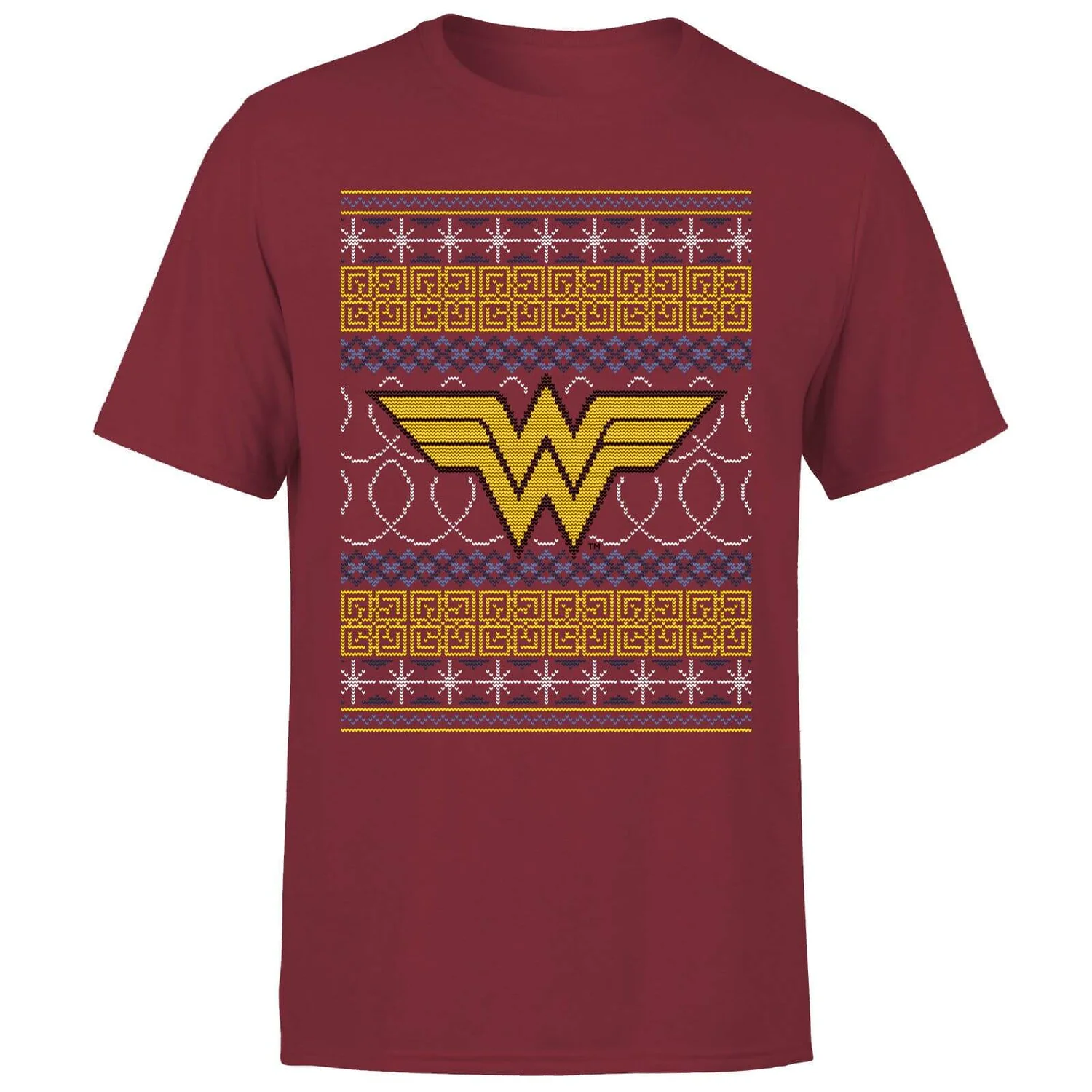 DC COMICS DC Wonder Woman Knit Men's Christmas T-Shirt - Burgundy 7 DC COMICS DC Wonder Woman Knit Men's Christmas T-Shirt - Burgundy - Image 5