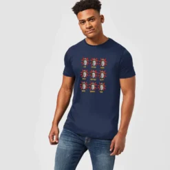 Elf Faces Men's Christmas T-Shirt - Navy -Cheap Christmas Franchises Store 11970145 1404627066402635