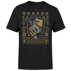 Harry Potter Hufflepuff Crest Men's Christmas T-Shirt - Black -Cheap Christmas Franchises Store 11970193 1614627069082703
