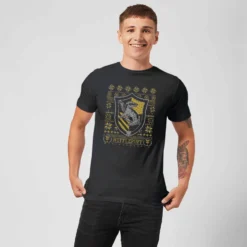 Harry Potter Hufflepuff Crest Men's Christmas T-Shirt - Black -Cheap Christmas Franchises Store 11970193 1664627068837297