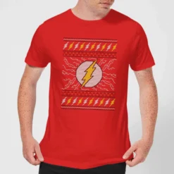 DC COMICS DC Flash Knit Men's Christmas T-Shirt - Red