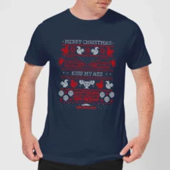 National Lampoon Merry Christmas Knit Men's Christmas T-Shirt - Navy