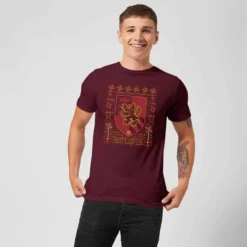 Harry Potter Gryffindor Crest Men's Christmas T-Shirt - Burgundy -Cheap Christmas Franchises Store 11970262 1704627063211715