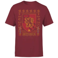 Harry Potter Gryffindor Crest Men's Christmas T-Shirt - Burgundy -Cheap Christmas Franchises Store 11970262 6374627063477482