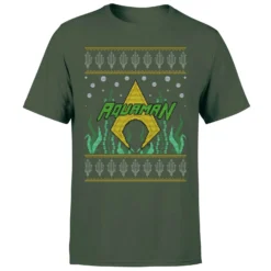 DC COMICS DC Aquaman Knit Men's Christmas T-Shirt - Forest Green -Cheap Christmas Franchises Store 11970268 1304627063732185