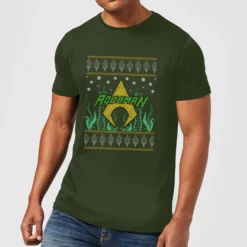 DC COMICS DC Aquaman Knit Men's Christmas T-Shirt - Forest Green