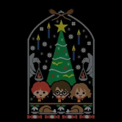 Harry Potter Hogwarts Tree Men's Christmas T-Shirt - Black -Cheap Christmas Franchises Store 11970316 7234627066540245