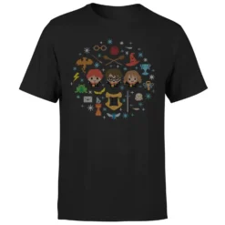Harry Potter Characters Men's Christmas T-Shirt - Black -Cheap Christmas Franchises Store 11970349 1564627067827935