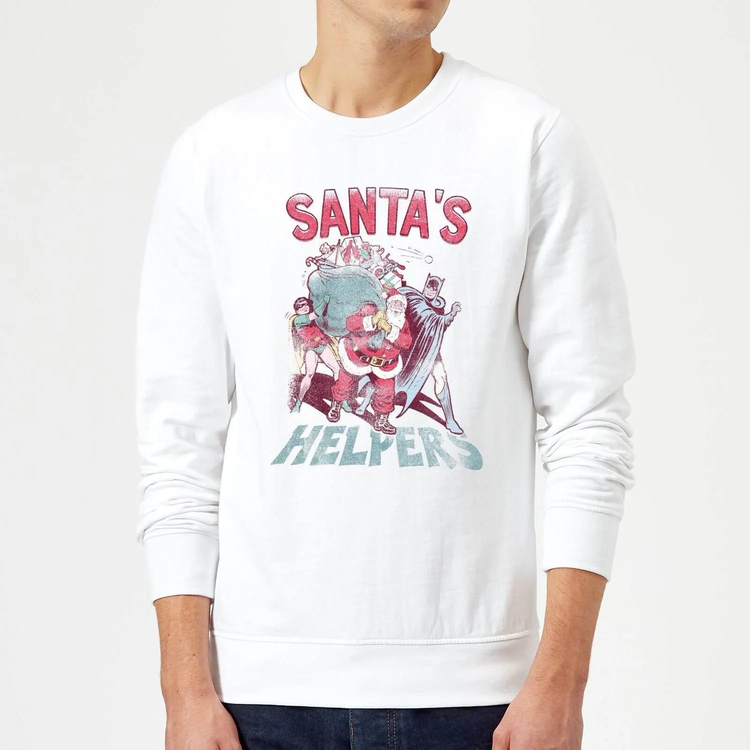 DC COMICS DC Santa's Helpers Christmas Jumper - White 3 DC COMICS DC Santa's Helpers Christmas Jumper - White