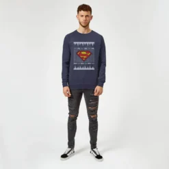DC COMICS DC Superman Knit Christmas Jumper - Navy -Cheap Christmas Franchises Store 11970622 6834627074711021