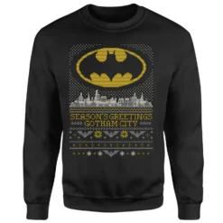 DC Comics Batman Seasons Greetings From Gotham Christmas Sweatshirt - Black -Cheap Christmas Franchises Store 11970703 1704627065853173